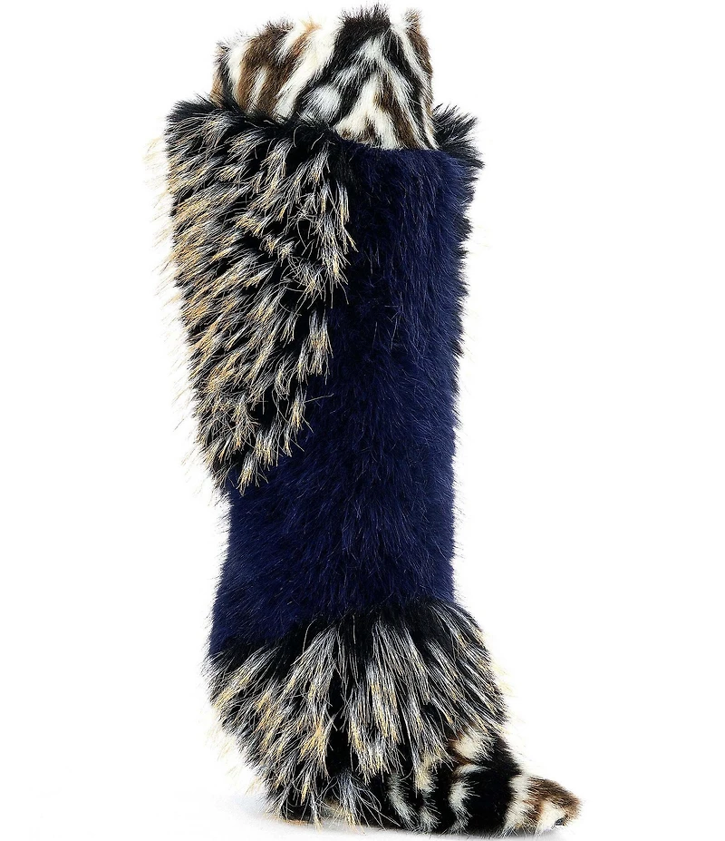 Azalea Wang Upendo Faux Fur Stiletto Pointed Toe Tall Boots