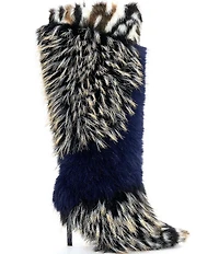 Azalea Wang Upendo Faux Fur Stiletto Pointed Toe Tall Boots