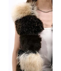 Azalea Wang Vail-Brown Multi Faux Fur Open Front Vest