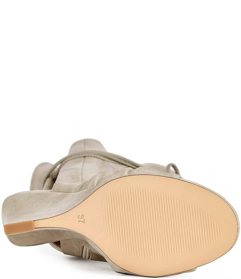 Azalea Wang Vailen Tie Shaft Open Toe Open Back Wedge Tall Boots