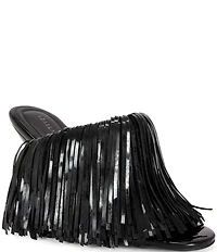 Azalea Wang Vailyn Patent Fringed Dress Slide Sandals