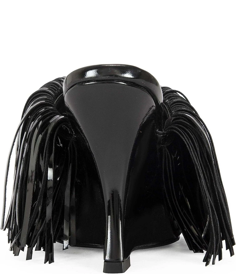 Azalea Wang Vailyn Patent Fringed Dress Slide Sandals