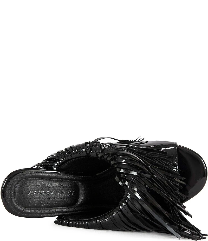 Azalea Wang Vailyn Patent Fringed Dress Slide Sandals