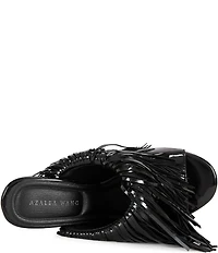 Azalea Wang Vailyn Patent Fringed Dress Slide Sandals