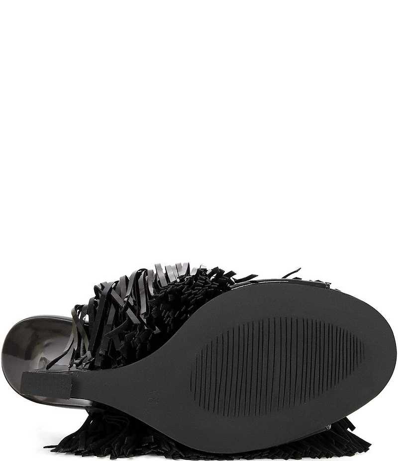 Azalea Wang Vailyn Patent Fringed Dress Slide Sandals