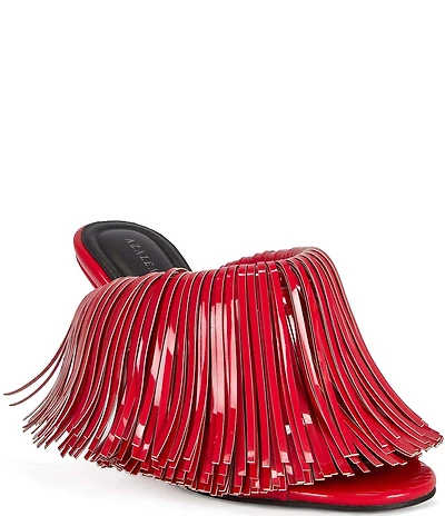 Azalea Wang Vailyn Patent Fringed Dress Slide Sandals