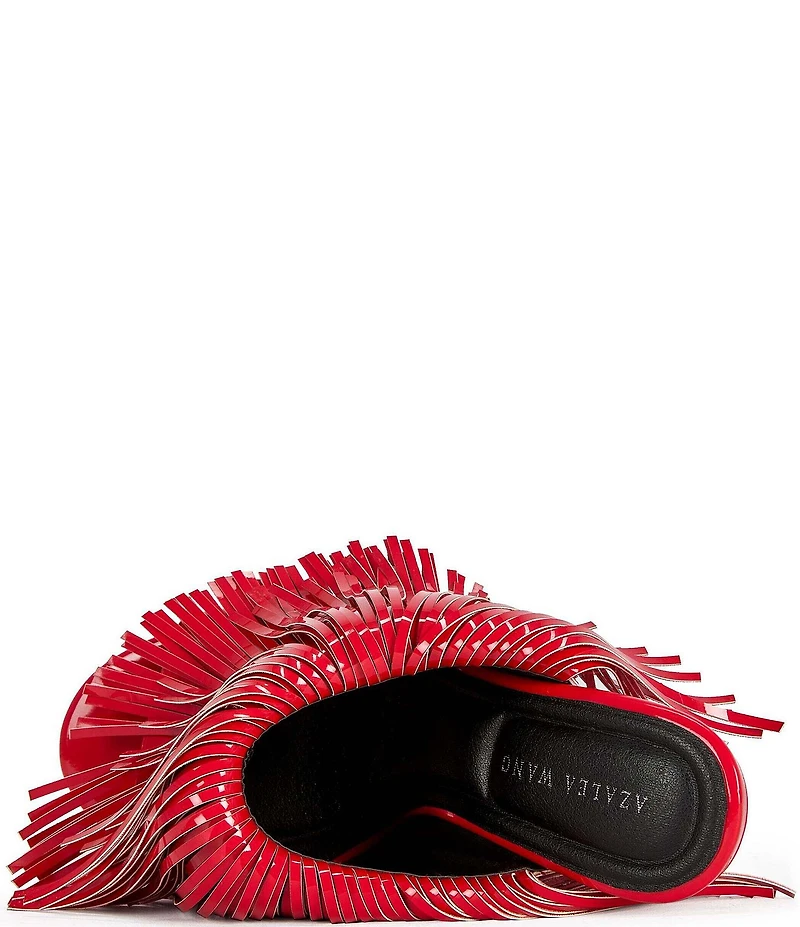 Azalea Wang Vailyn Patent Fringed Dress Slide Sandals