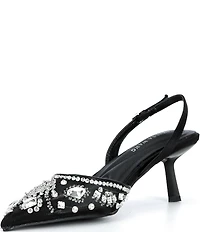 Azalea Wang Valeriy Mesh Jewel Embellished Dress Slingback Pumps