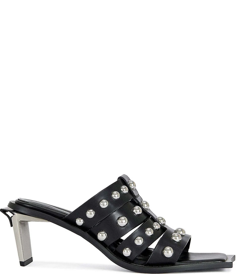 Azalea Wang Vandal Studded Square Toe Slide Sandals