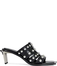 Azalea Wang Vandal Studded Square Toe Slide Sandals