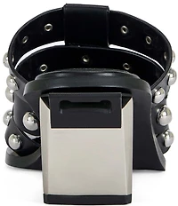 Azalea Wang Vandal Studded Square Toe Slide Sandals