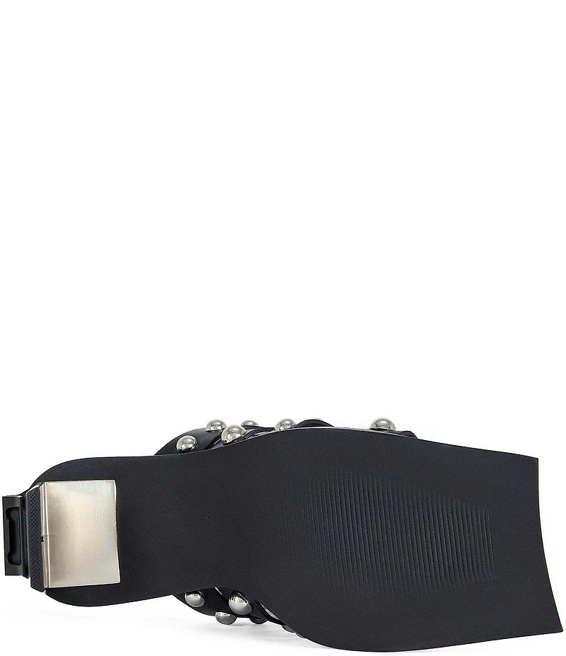 Azalea Wang Vandal Studded Square Toe Slide Sandals