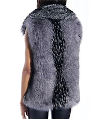 Azalea Wang Vanesa Raccoon Pattern Faux Fur Shawl Collar Oversize Zip Front Vest