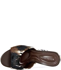 Azalea Wang Vasa Cow Print Calf Hair Sculpted Wedge Slide Sandals