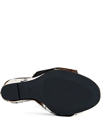 Azalea Wang Vasa Cow Print Calf Hair Sculpted Wedge Slide Sandals
