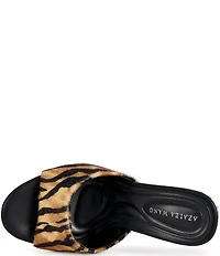 Azalea Wang Vasa Tiger Print Faux Fur Sculpted Wedge Slide Sandals