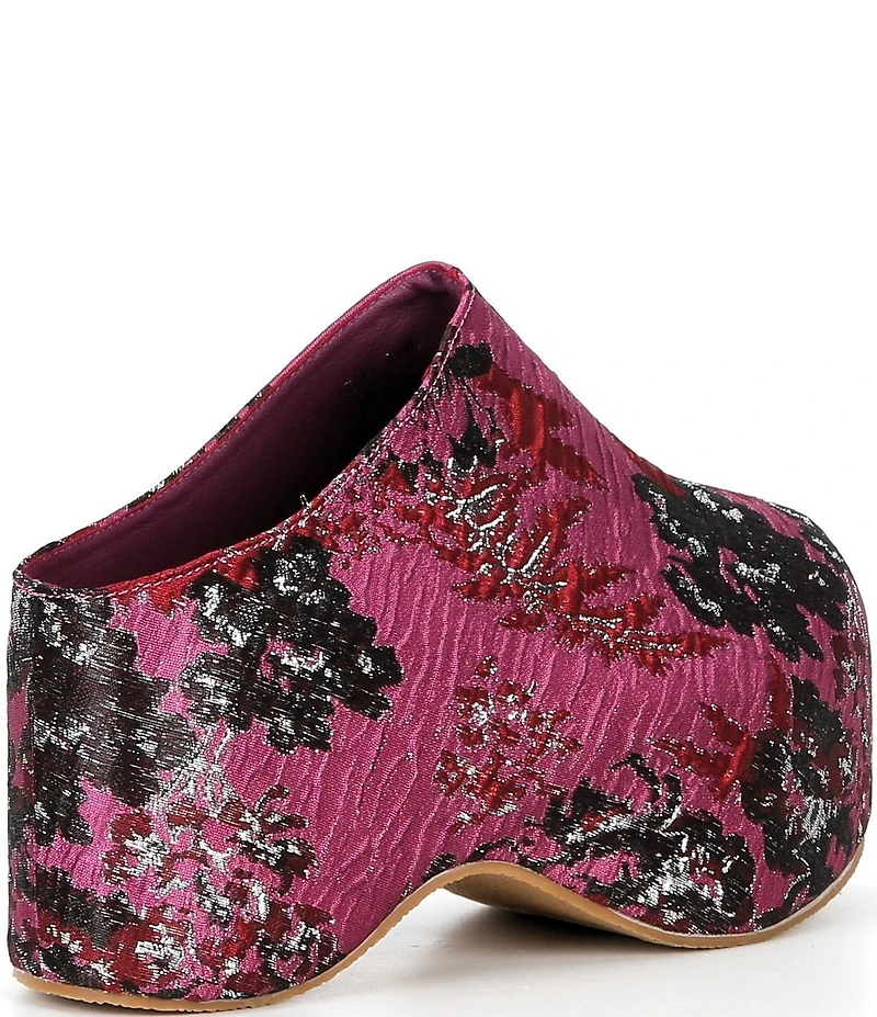Azalea Wang Vesta Floral Brocade Chunky Platform Clogs