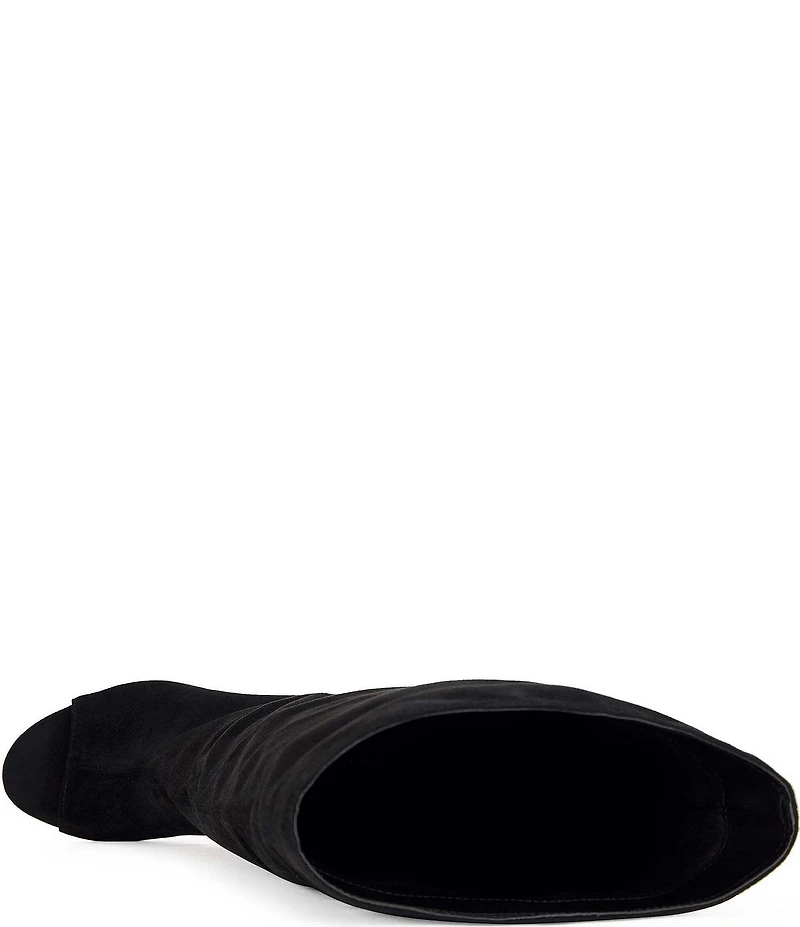 Azalea Wang Vincent Peep Toe Sculptural Wedge Tall Boots