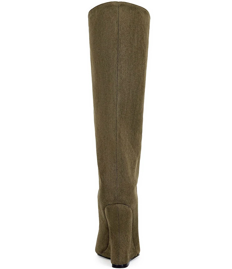 Azalea Wang Vincent Peep Toe Sculptural Wedge Tall Boots