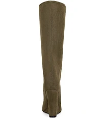 Azalea Wang Vincent Peep Toe Sculptural Wedge Tall Boots