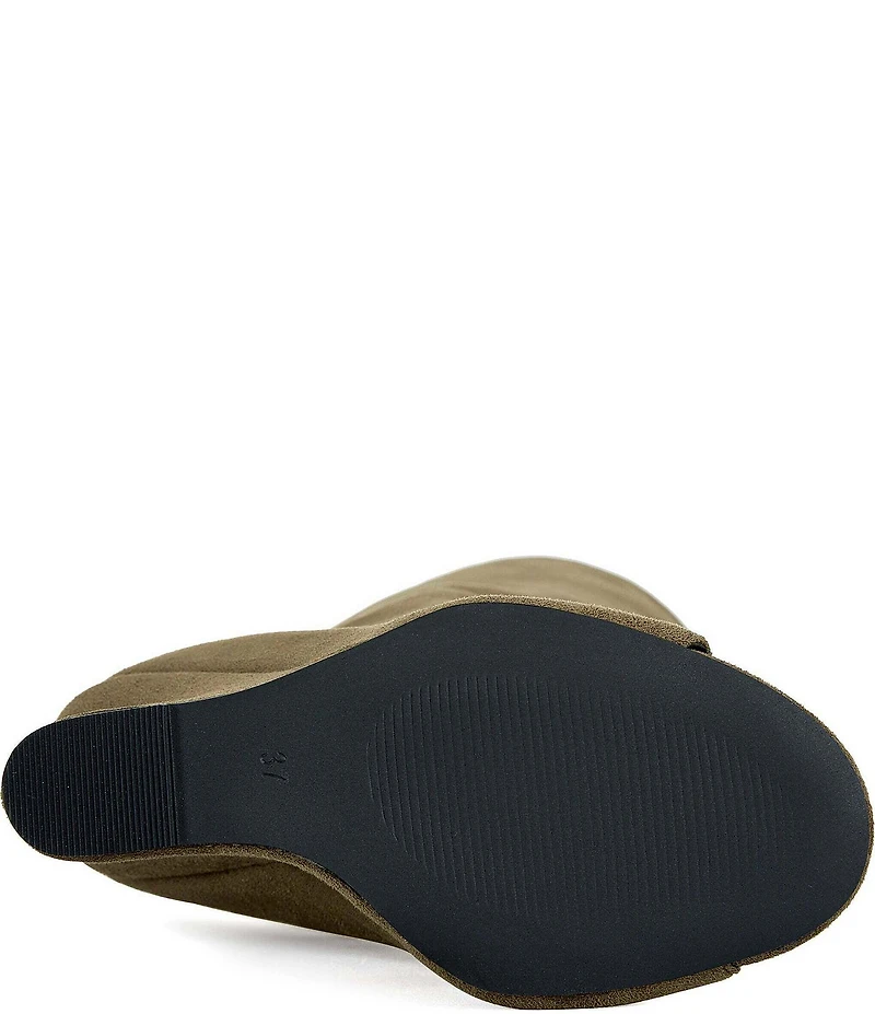 Azalea Wang Vincent Peep Toe Sculptural Wedge Tall Boots