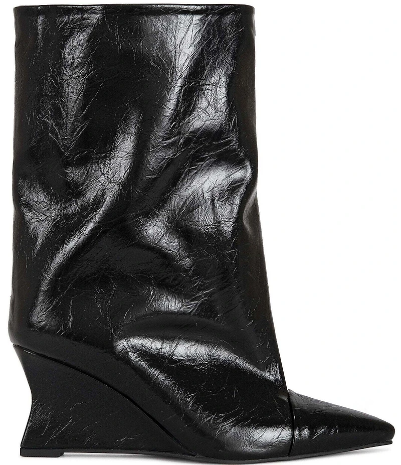 Azalea Wang Vinci Pointed Toe Sculpted Wedge Mid Boots