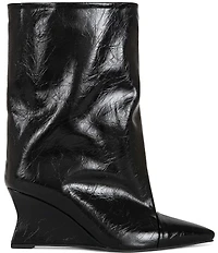 Azalea Wang Vinci Pointed Toe Sculpted Wedge Mid Boots