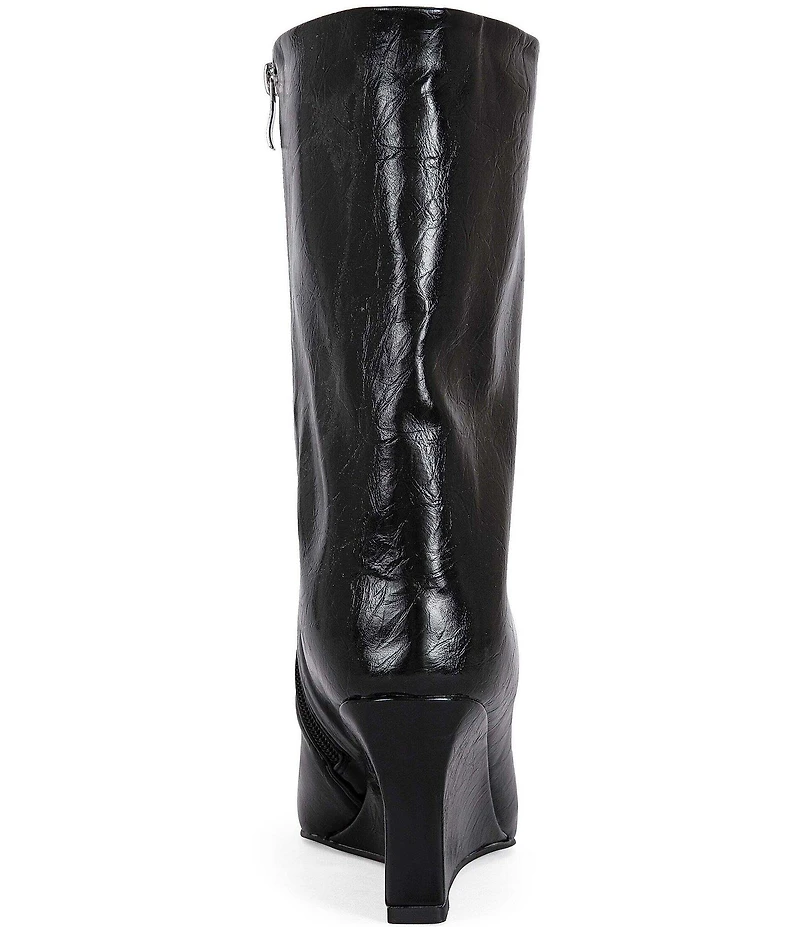 Azalea Wang Vinci Pointed Toe Sculpted Wedge Mid Boots