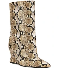 Azalea Wang Vinci Snake Print Slouchy Boots