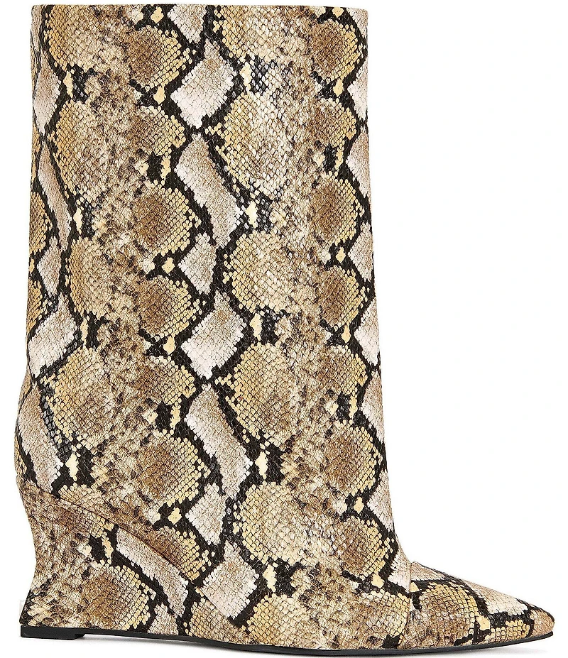 Azalea Wang Vinci Snake Print Slouchy Boots