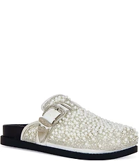 Azalea Wang Virgile Faux Pearl Western Buckle Hardware Mules