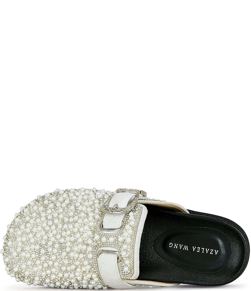 Azalea Wang Virgile Faux Pearl Western Buckle Hardware Mules