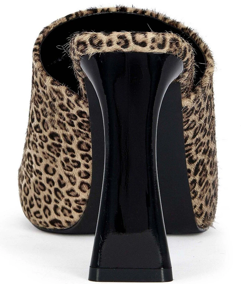 Azalea Wang Vivara Leopard Print Calf Hair Slide Sandals