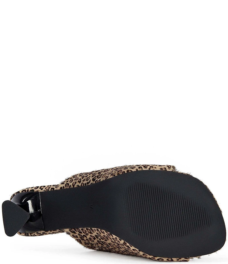 Azalea Wang Vivara Leopard Print Calf Hair Slide Sandals