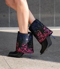 Azalea Wang Vollmer Rainbow Rhinestone Foldover Booties