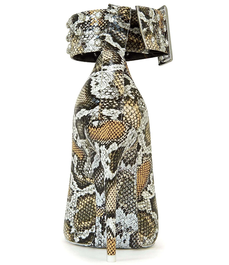 Azalea Wang Volney Snake Print Ankle Strap Pumps