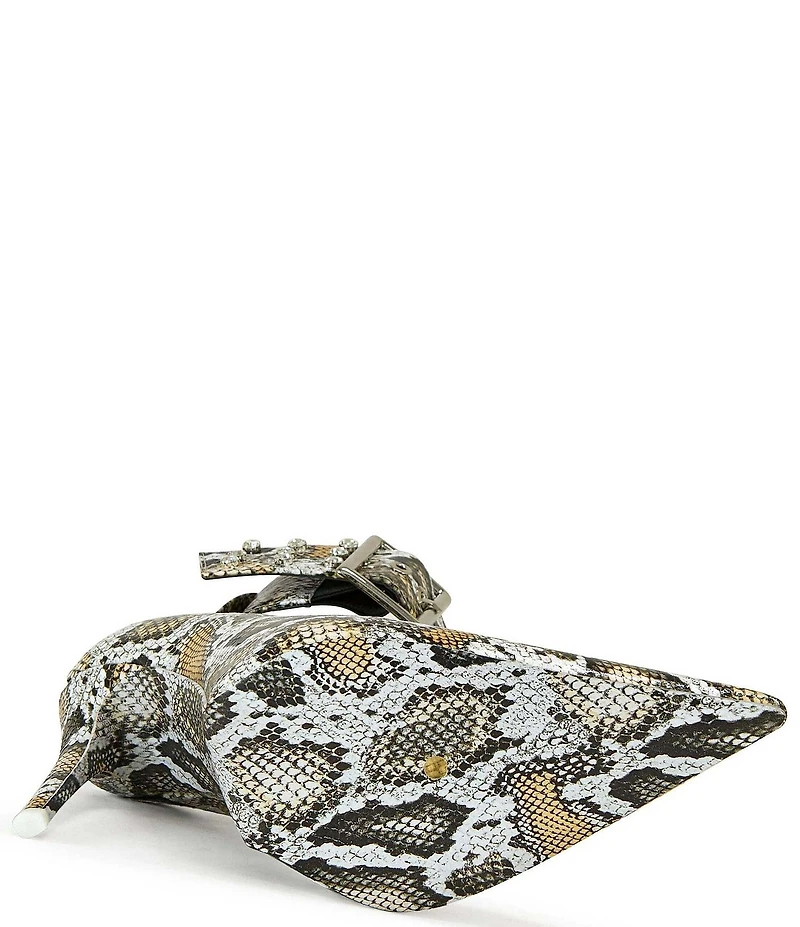 Azalea Wang Volney Snake Print Ankle Strap Pumps