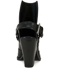 Azalea Wang Wade Chain Harness Back Strap Capped Pointed Toe Ankle Booties