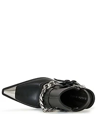 Azalea Wang Wade Chain Harness Back Strap Capped Pointed Toe Ankle Booties