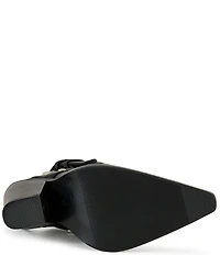 Azalea Wang Wade Chain Harness Back Strap Capped Pointed Toe Ankle Booties