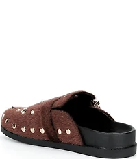 Azalea Wang Walsh Studded Western Buckle Faux Fur Mule Clogs
