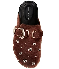 Azalea Wang Walsh Studded Western Buckle Faux Fur Mule Clogs