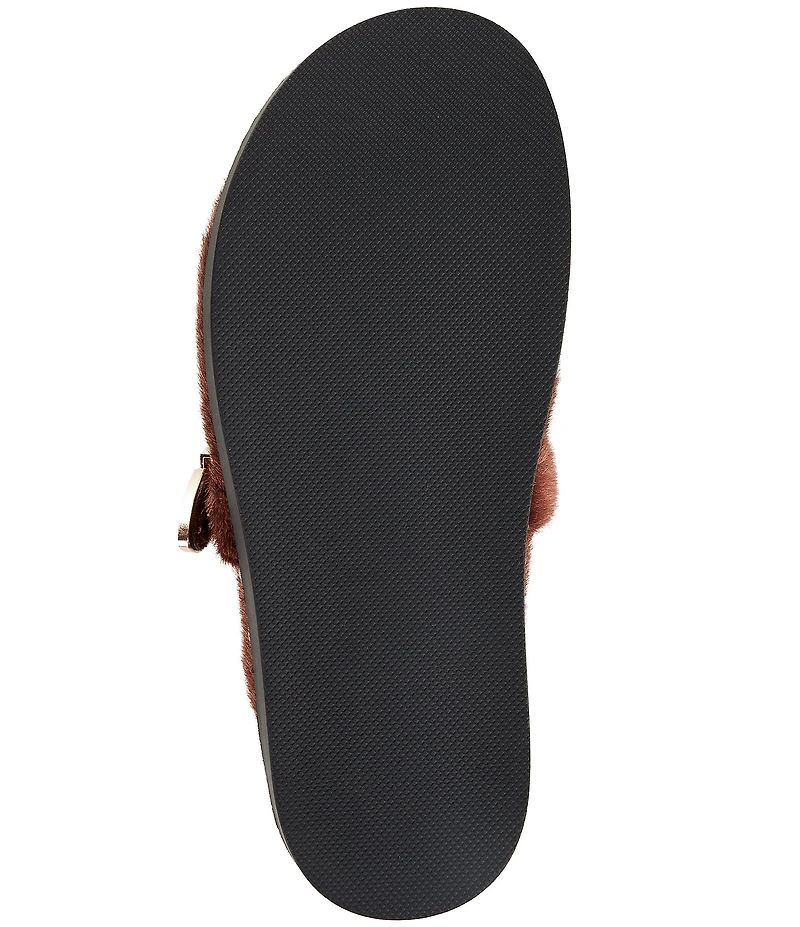 Azalea Wang Walsh Studded Western Buckle Faux Fur Mule Clogs