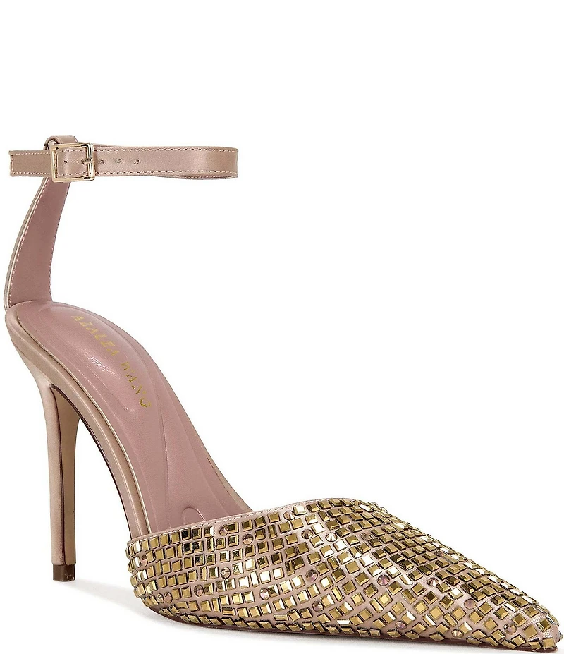 Azalea Wang Waraia Rhinestone Ankle Strap Dress Pumps