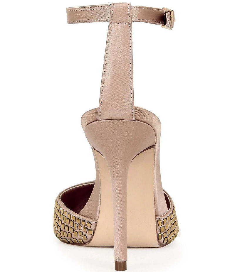 Azalea Wang Waraia Rhinestone Ankle Strap Dress Pumps