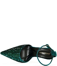 Azalea Wang Waraia Rhinestone Velvet Ankle Strap Dress Pumps