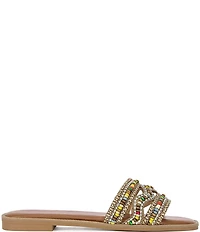 Azalea Wang Wen Rainbow Beaded Rhinestone Slide Sandals