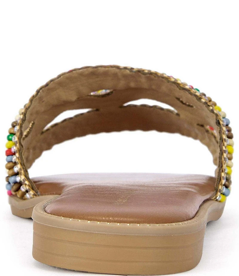 Azalea Wang Wen Rainbow Beaded Rhinestone Slide Sandals