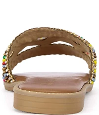 Azalea Wang Wen Rainbow Beaded Rhinestone Slide Sandals