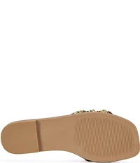 Azalea Wang Wen Rainbow Beaded Rhinestone Slide Sandals